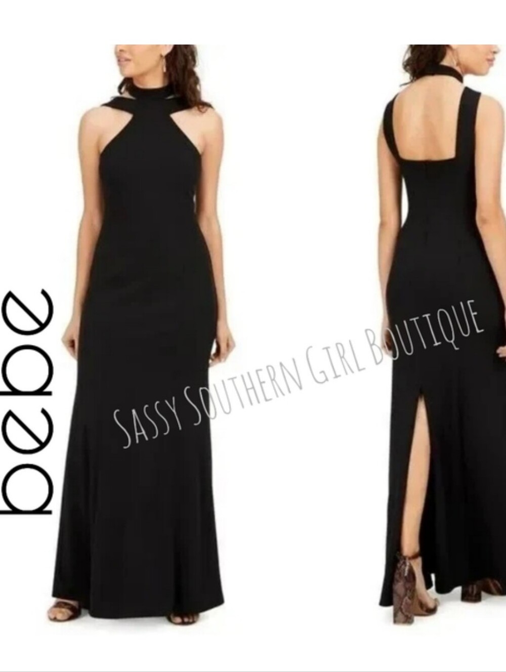 🆕⭐Bebe Black Halter Maxi Dress